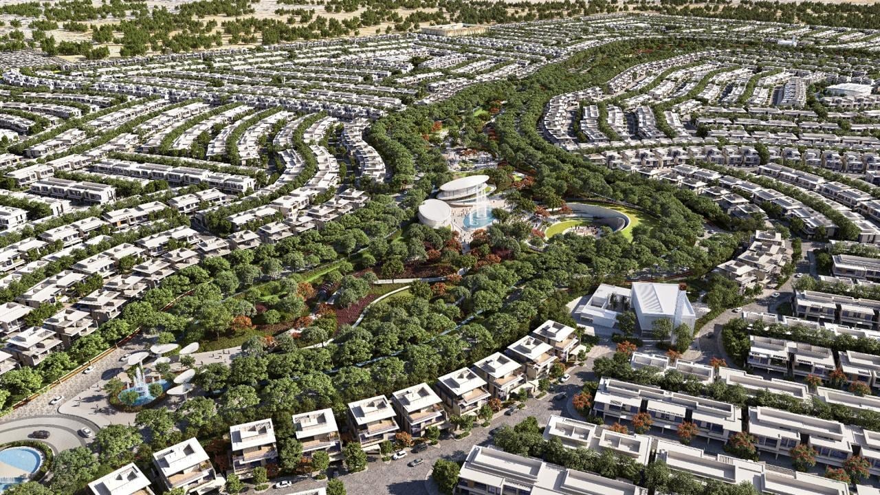 The central park at Azizi Florence by Azizi Developments, Um Fanain, Sharjah